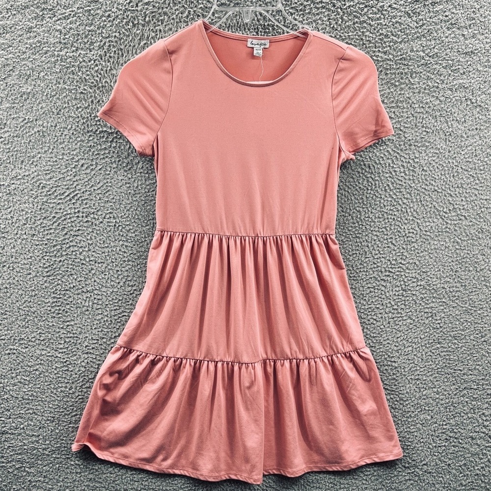 Women Minimalist Clean Girl Tiered Mini Dress XS Capsule Casual Stretch Everyday